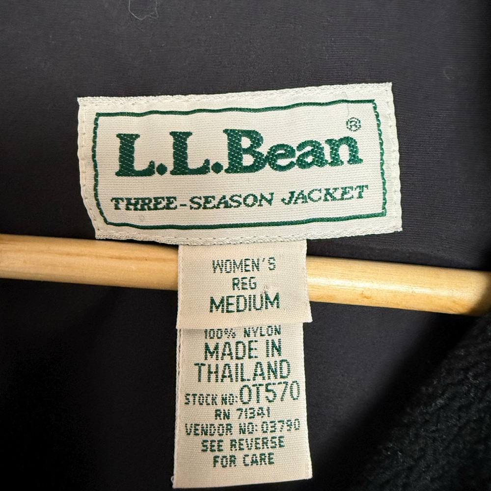 L.L. Bean‎ Vintage Women’s Three Season Fleece Lined Nylon Jacket Black Medium - Picture 3 of 8